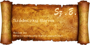 Szádeczky Barna névjegykártya