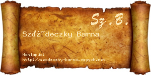 Szádeczky Barna névjegykártya